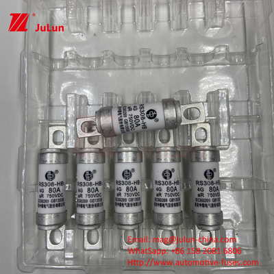 EV RS308 फ्यूज मैकेनिकल शॉक 25A 30A 40A 50A सिरेमिक कॉपर रेटेड वोल्टेज DC750V इलेक्ट्रिक कार के लिए होम ईवी चार्जर
