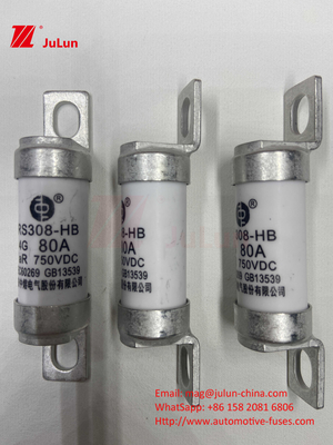 बिजली रूपांतरण 63A 15A 30A 25A 100A 50A EV FUSEDC750V नामित वोल्टेज इलेक्ट्रिक वाहन बोल्ट्ड फ्यूज