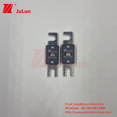 EV320-5X क्वार्ट्ज रेत बाहरी पाइप 6kA डीसी EV इलेक्ट्रिक वाहन फ्यूज 125A 70VDC बोल्ट