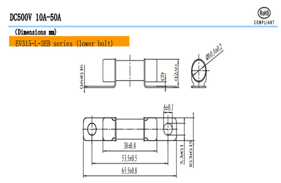 EV315-H EV315-L 3E / 3EB / 3ED सड़क वाहन फ्यूज DC500V 10A-50A इलेक्ट्रिक कार विशेष