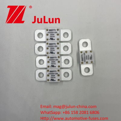 ASTM A202001-100A 150VDC क्वार्ट्ज रेत और सोने के निर्माण के साथ सिरेमिक ऑटोमोटिव फ्यूज