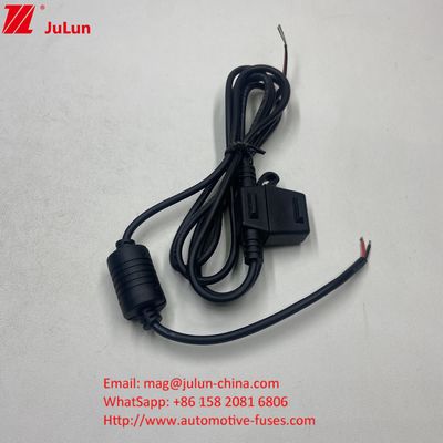 फ्यूज 50A मैक्सी वर्तमान रेटिंग लाल 10AWG तार 280mm कुल लंबाई इनलाइन फ्यूज धारक