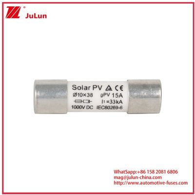 सौर ऊर्जा प्रणालियों के लिए 15A 1000VDC GPV फ्यूज 10*38 IEC60269-6