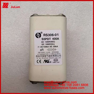 400A AC1250V IEC 100KA DC1000V UL AR सिरेमिक स्क्वायर ऑटोमोटिव कार फ्यूज इलेक्ट्रिक वाहनों और कारों के लिए सर्किट सुरक्षा