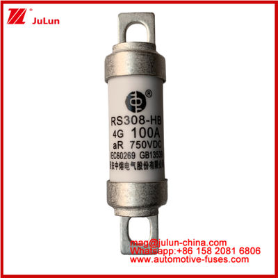RS308-HB 4G 100A AR 750VDC 50KA ऑटोमोटिव सर्किट सुरक्षा के लिए फ्यूज प्रदर्शन JASO D622 सिरेमिक ट्यूबलर डिजाइन के अनुरूप है