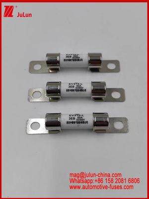 उच्च तापमान प्रतिरोधी 50A EV315-L 3EB फ्यूज DC500V इलेक्ट्रिक कार बोल्ट M6 निर्माण के लिए सिरेमिक रेटेड V EV चार्जर