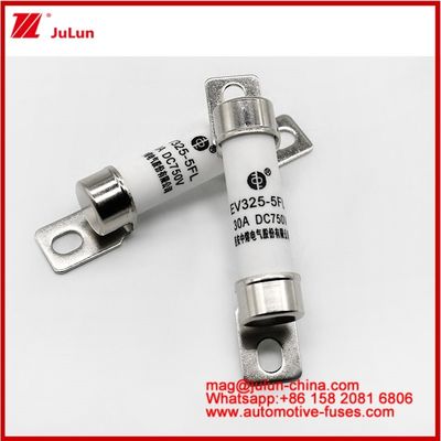 EV325-5FL 30A 750VDC उच्च रेटेड इलेक्ट्रिक वाहन मैकेनिकल शॉक ट्यूबलर सिरेमिक फ्यूज EV या HEV कॉम्पैक्ट करंट बोल्टेड संरचना कंपन प्रतिरोधी उत्कृष्ट डीसी प्रदर्शन