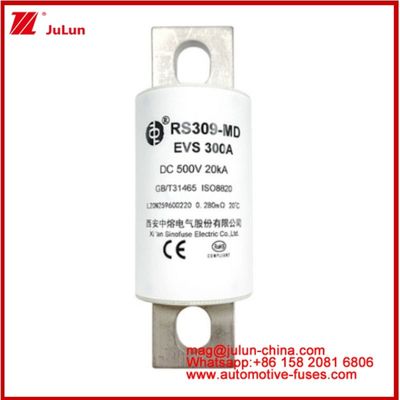 RS309-MD EVS-300A कैरेमिक ट्यूबलर फ्यूज DC500V 20KA इलेक्ट्रिक वाहन बोल्ट्ड कनेक्शन संरचना ऑटोमोटिव एप्लिकेशन डिजाइन उत्कृष्ट डीसी प्रदर्शन