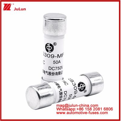 ऑटोमोबाइल बोल्ट स्टड-माउंट कैरेमिक राउंड ट्यूब फ्यूज RS309-MF 50A DC750V DC EV / HEV के लिए