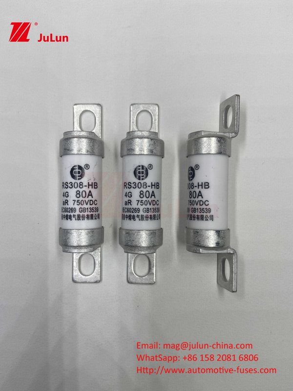 ईवी इलेक्ट्रिक वाहन फ्यूज DC750V के लिए फ्यूज DC750V 10A 15A 20A 25A 30A ऑटोमोबाइल अनुप्रयोग के लिए RS308