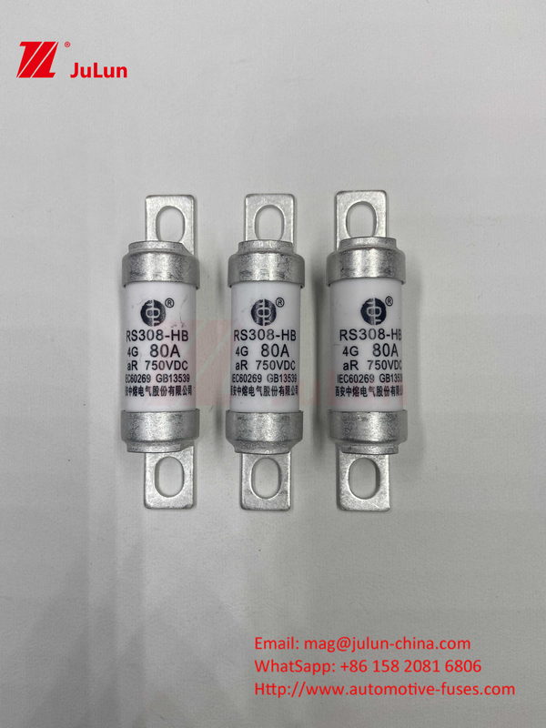 एम6 बोल्टेड ईवी फ्यूज 750V 80A10A 30A 50A 750VDC ईवी फ्यूज हे ईवी ट्रैक्शन सिस्टम, पावर कन्वर्शन के लिए उपयुक्त हैं