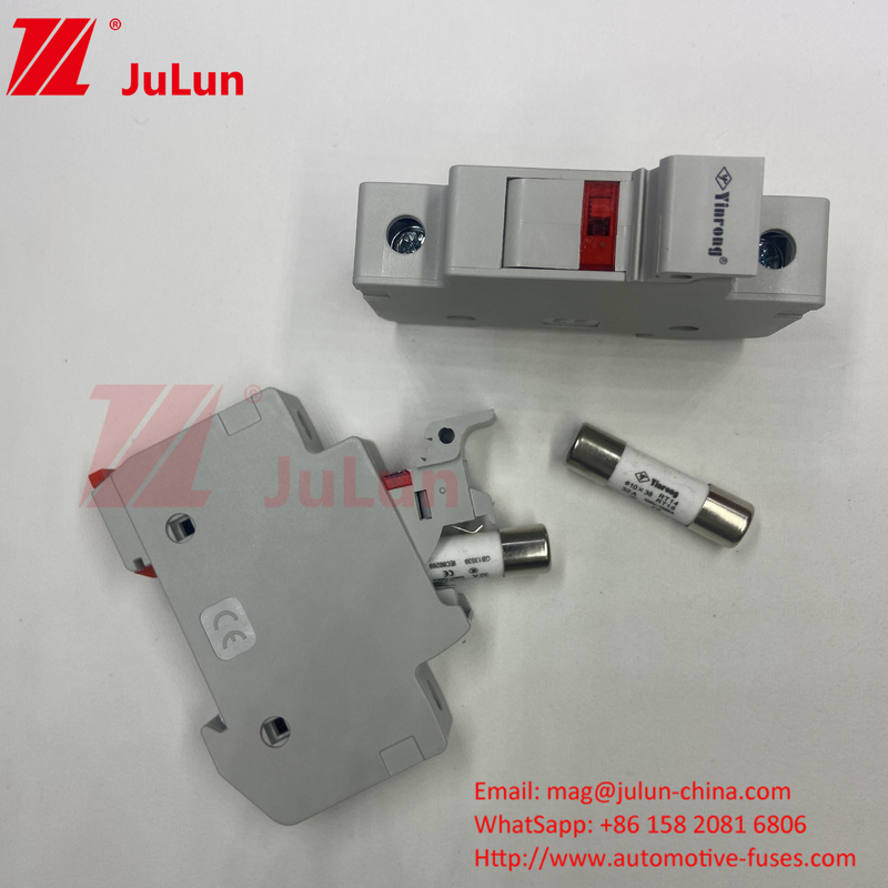 10x38mm 32A सिल्वर एलिमेंट सोलर फ्यूज फॉर फोटोवोल्टिक RT18-32X 10*38mm सिलिंड्रिकल फ्यूज होल्डर के साथ 32A 690V कम