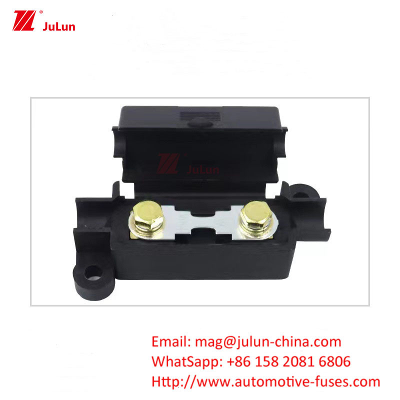 Eu UL 32V 30A-500A कॉपर ऑटोमोटिव फ्यूज होल्डर फोर्क बोल्ट फ्यूज होल्डर नई ऊर्जा उच्च धारा फ्यूज