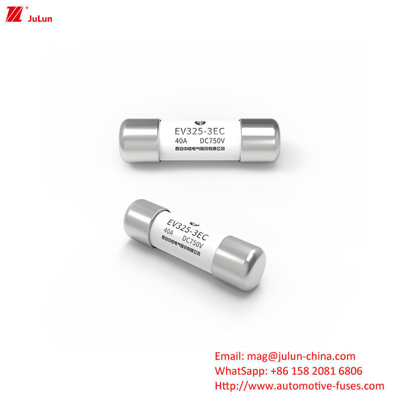 EV325-3EC 750V 20KA इलेक्ट्रिक वाहन फ्यूज 10A-50A वर्तमान फ्लैट हेड ट्यूबलर फ्यूज