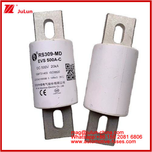 RS309-EVS 500A-C 500VDC 20KA GB ट्यूबलर सिरेमिक पावर बैटरी सिस्टम इलेक्ट्रिक वाहनों और पावर ड्राइव पावर सिस्टम के लिए सिरेमिक ऑटोमोटिव फ्यूज