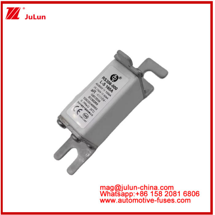 RS306-000-L-160A स्क्वायर सिरेमिक फ्यूज EV या HEV स्टड माउंट AC800V 100KA DC750V 50KA