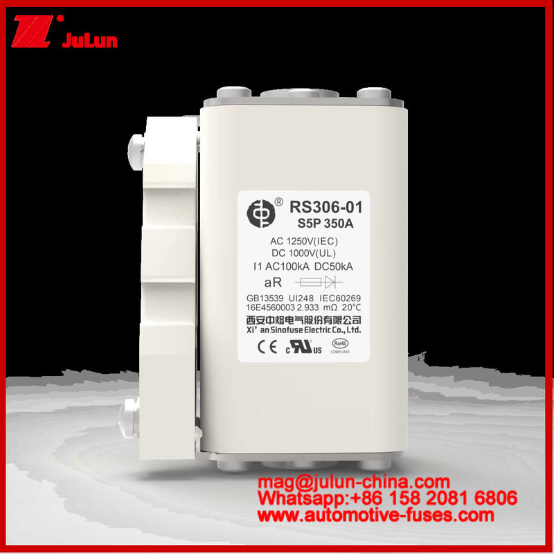 RS306-01-S5P 350A AC1250V DC1000V 50KA स्क्वायर कैरेमिक फ्यूज उच्च रेटेड करंट शॉर्ट सर्किट संरक्षण तोड़ने की क्षमता