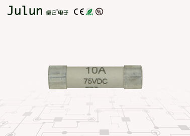 6x25mm 10a सिरेमिक फ्यूज 75 वोल्ट हाई वोल्टेज डीसी फ्यूज सिल्वर प्लेटेड कॉपर कैप के साथ