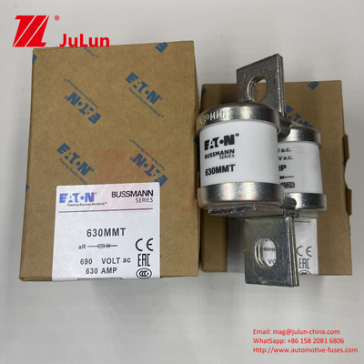BUSSMANN 630MMT 690V 630A सिरेमिक कॉपर ट्विन फ्लैट प्लेट बोल्ट प्रकार ऑटोमोटिव फ्यूज द्वारा BUSSMANN