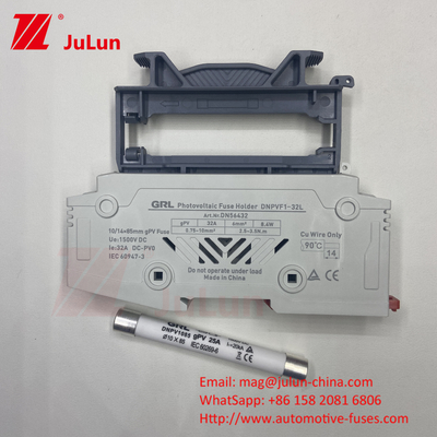 फ्यूज 1500vdc 20a DNPVF1-32L सौर प्रणाली पीवी फ्यूज 1500vdc फास्ट ब्लो सिरेमिक DIN रेल मून 10x85MM 1500V थर्मल फ्यूज