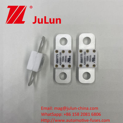 सिरेमिक ऑटोमोटिव फ्यूज ASTM A202001-200A 150VDC EV ट्रैक्शन सिस्टम के लिए चांदी सामग्री 20KA तोड़ने की क्षमता 16-20KA 400A 500A