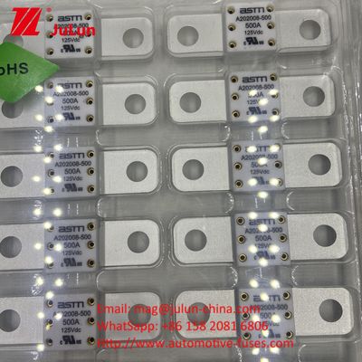 125VDC A202008 350A 125VDC एएसटीएम रेटेड वोल्टेज EV ट्रैक्शन सिस्टम के लिए सिरेमिक कार फ्यूज