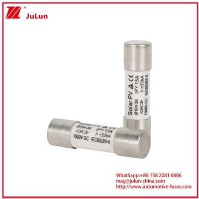 सौर ऊर्जा प्रणालियों के लिए 15A 1000VDC GPV फ्यूज 10*38 IEC60269-6