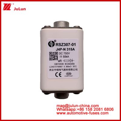 स्क्वायर सिरेमिक RSZ307-01 J4P-N 315A 750VDC 50KA चार्जर तार ऑटोमोटिव उपकरण उपकरण बोल्ट कनेक्शन प्रकार