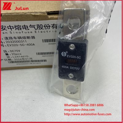 EV320-5C 5X -400A 175A DC70V इलेक्ट्रिक वाहन फ्यूज M8 माउंटिंग विधि ISO8820-5 और GB/T31465.5-2015 मानकों के अनुरूप